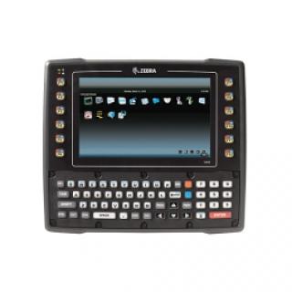 Zebra VH10 targonca terminál: 20.3 cm (8''), érintő kijelző, rezisztív, billentyűzet (QWERTY, 12 funkció gomb, 67 gomb), tartalmaz.: USB (2x), powered-USB (1x), RS232 (2x), Bluetooth, Wi-Fi (802.11a/b/g/n), audió, felbontás: 800x480 pixel, TI OMAP 3, 800MHz, RAM: 512 MB, Flash: 1 GB, Win CE 6.0, IP66, szín: fekete